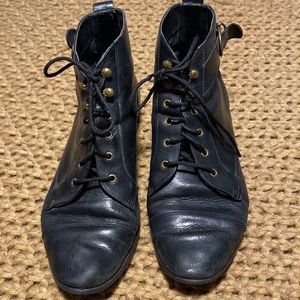 80’s Vintage Black Ankle boots lace up